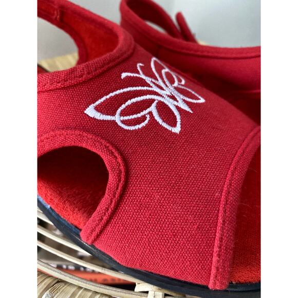 American Sweetheart Cherry Red Canvas Womens Sandals  Sz 8 - Picture 4 of 9